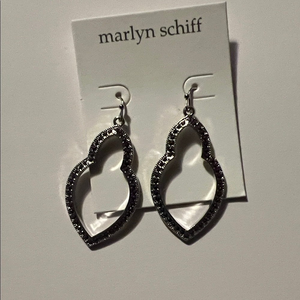 Marlyn Schiff Silver Teardrop Earrings with Crystal Accents
